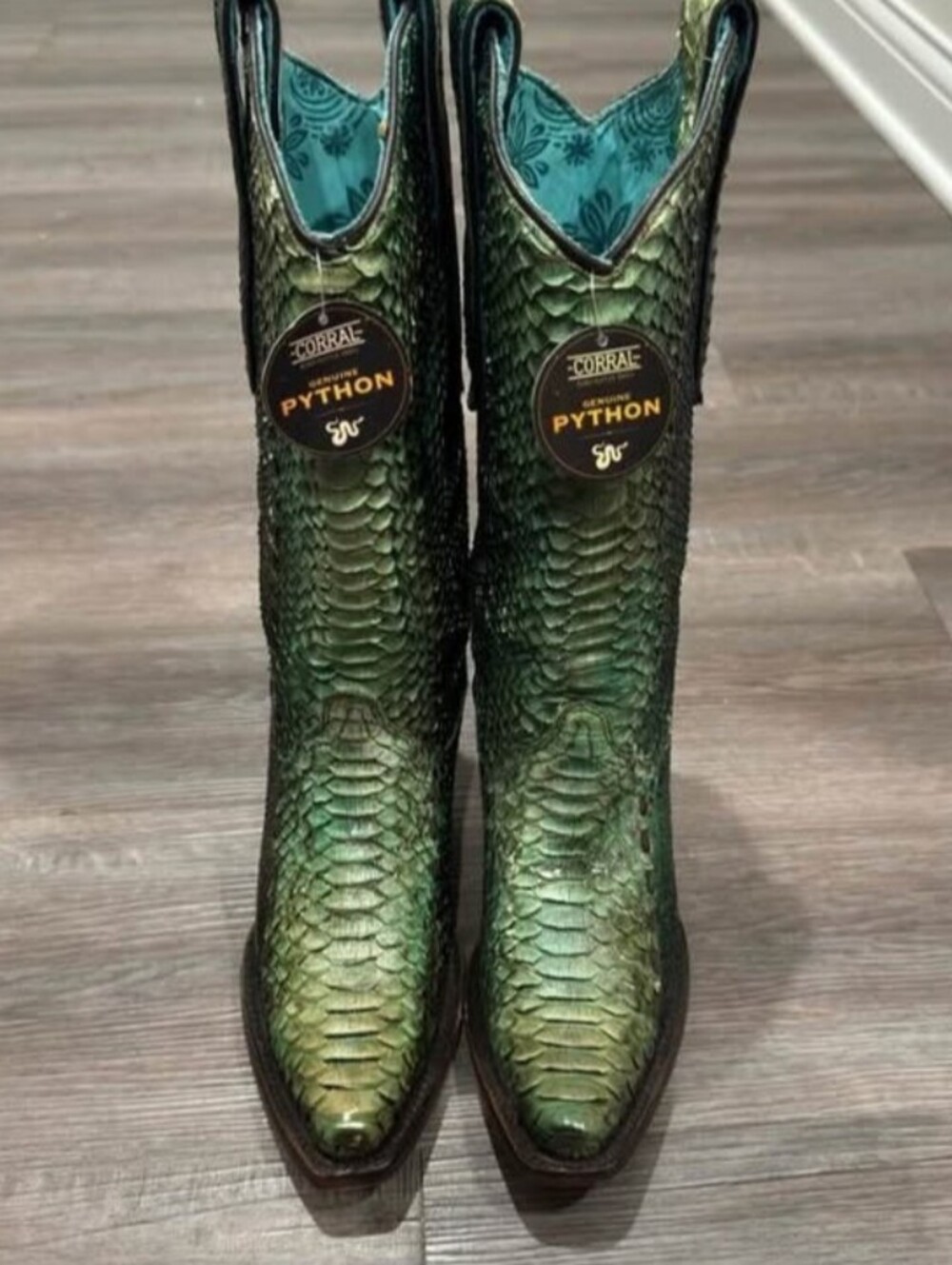 Corral Green Genuine Python Western Boots